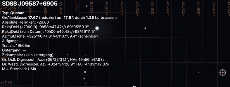 Quasardaten in Stellarium