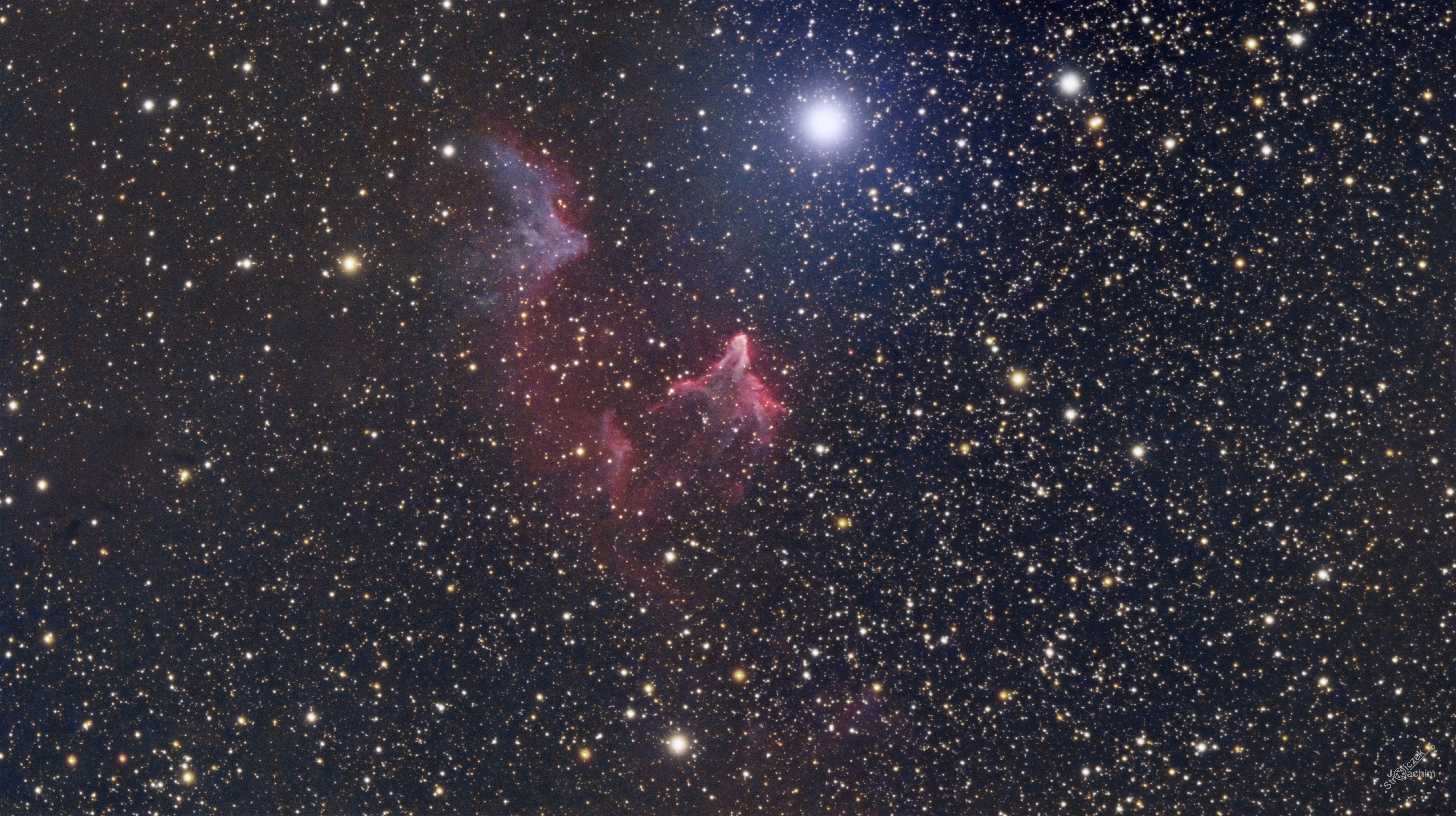 IC 63 - Geist der Kassiopeia | 25+27.8.2022 | ASI485 | Evoguide | 142x180s (RGB)  (7 Std.)